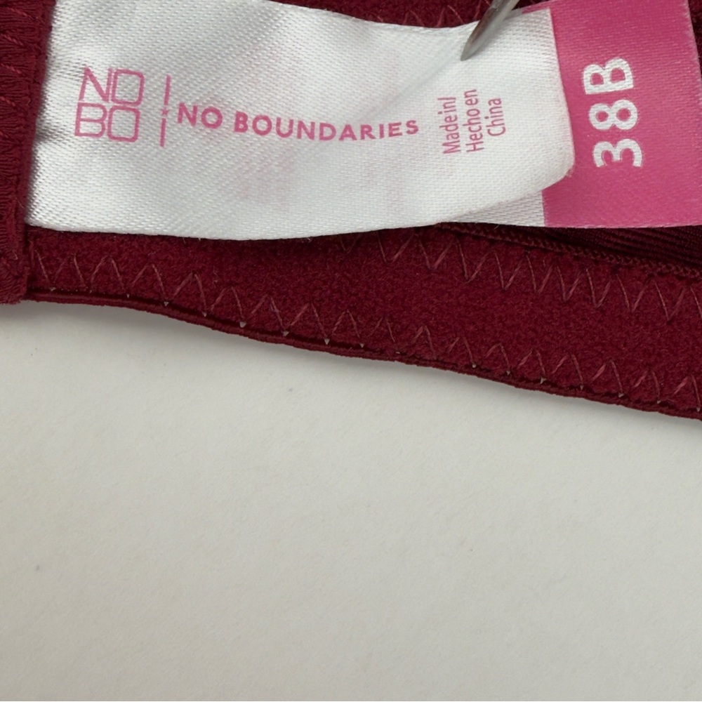 No Boundaries Push Up Bra 38B Burgundy Lace Padded Underwire Leopard Straps - Picture 8 of 8